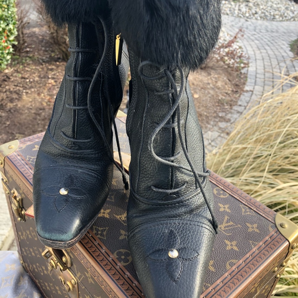 Louis Vuitton fur trim booties